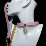 Crimson Legacy - Vintage Ruby Pendant Red Leather Collar