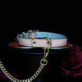 Sanguine Shadows - Contrast Stitched Leather Collar and Chain Leash