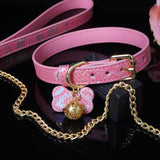 Chromatic Serpent - Holographic Snakeskin Leather Collar with Filigree Bell