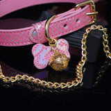 Chromatic Serpent - Holographic Snakeskin Leather Collar with Filigree Bell