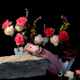 Blush Devotion - Heart-Centric Dusty Rose Leather BDSM Collar