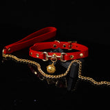 Genuine Leather Locking Collar with Stainless Steel Buckle