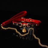 Genuine Leather Locking Collar with Stainless Steel Buckle