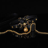 Genuine Leather Locking Collar with Stainless Steel Buckle